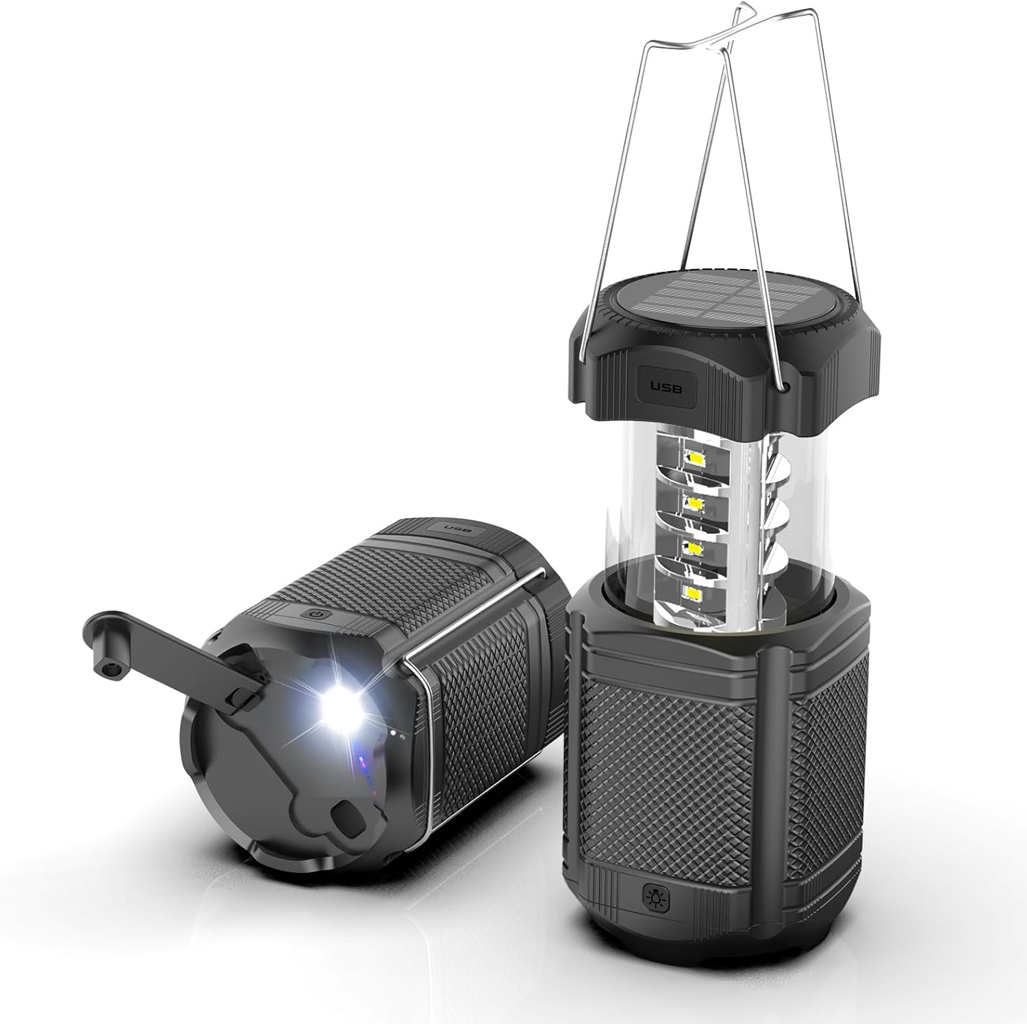 Lanterne de camping solaire rechargeable à manivelle