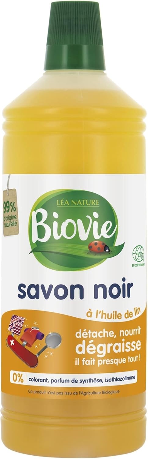 Savon noir liquide à l’huile de lin Biovie 1 litre