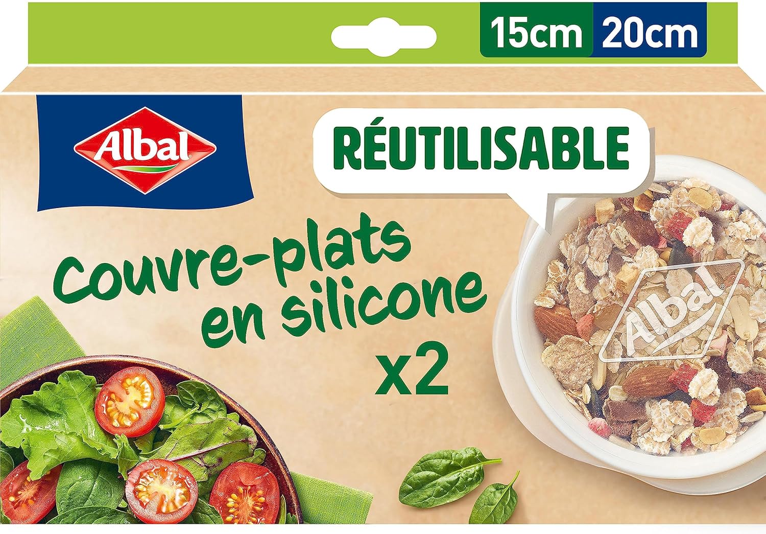 Couvre-plats extensibles en silicone réutilisables Albal