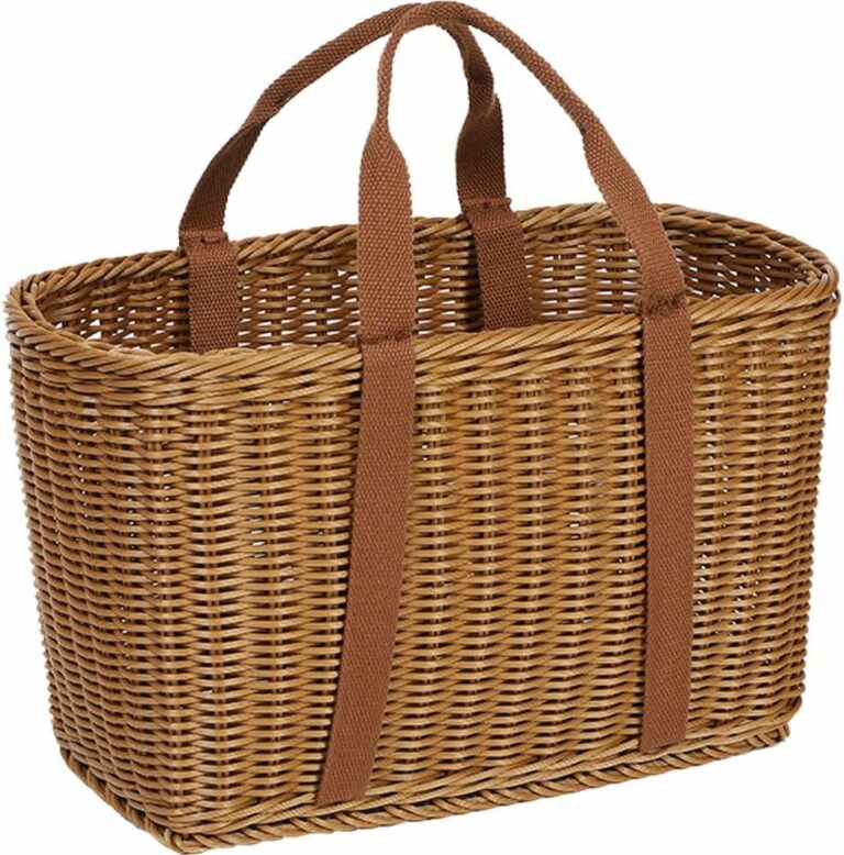 Panier de courses tissé en rotin avec poignée