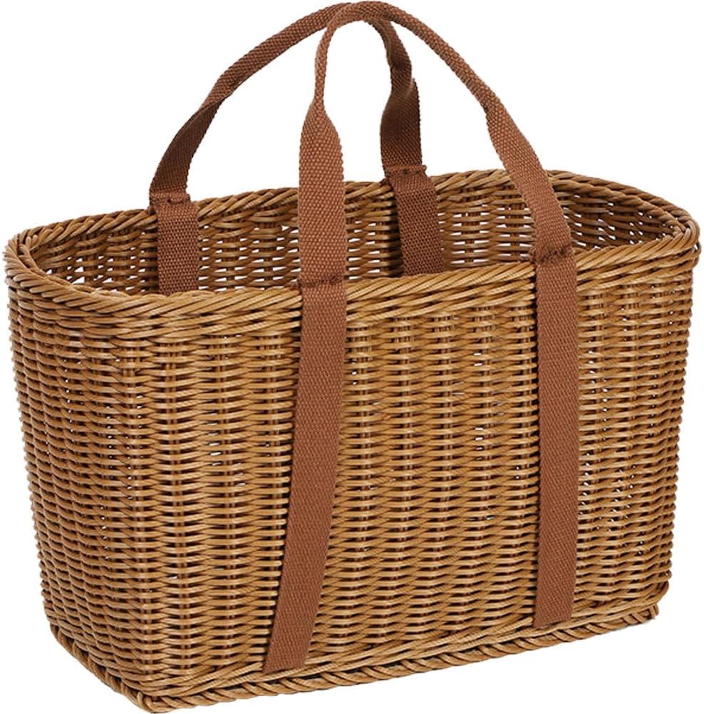 Panier de courses tissé en rotin avec poignée