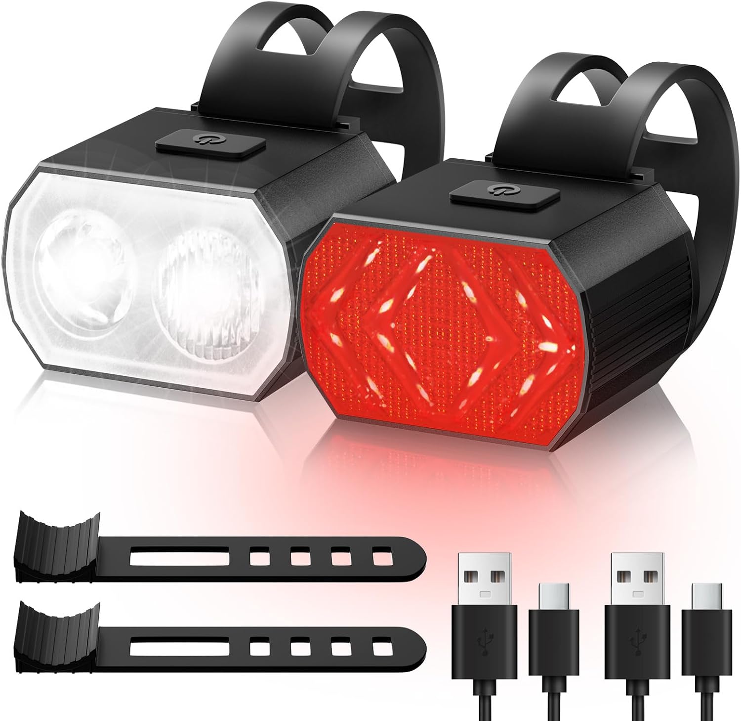Éclairage LED vélo avant et arrière rechargeable USB Blendura